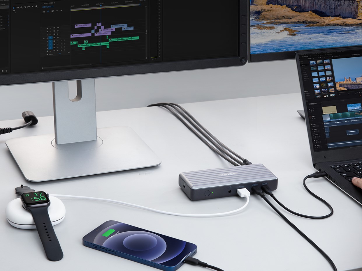 Anker USB C Hub, PowerExpand 11-in-1 Docking Station, with 4K@60Hz HDMI and  DP, 100W Power Delivery, USB-C and 3 USB-A Data Ports, 1 Gbps Ethernet