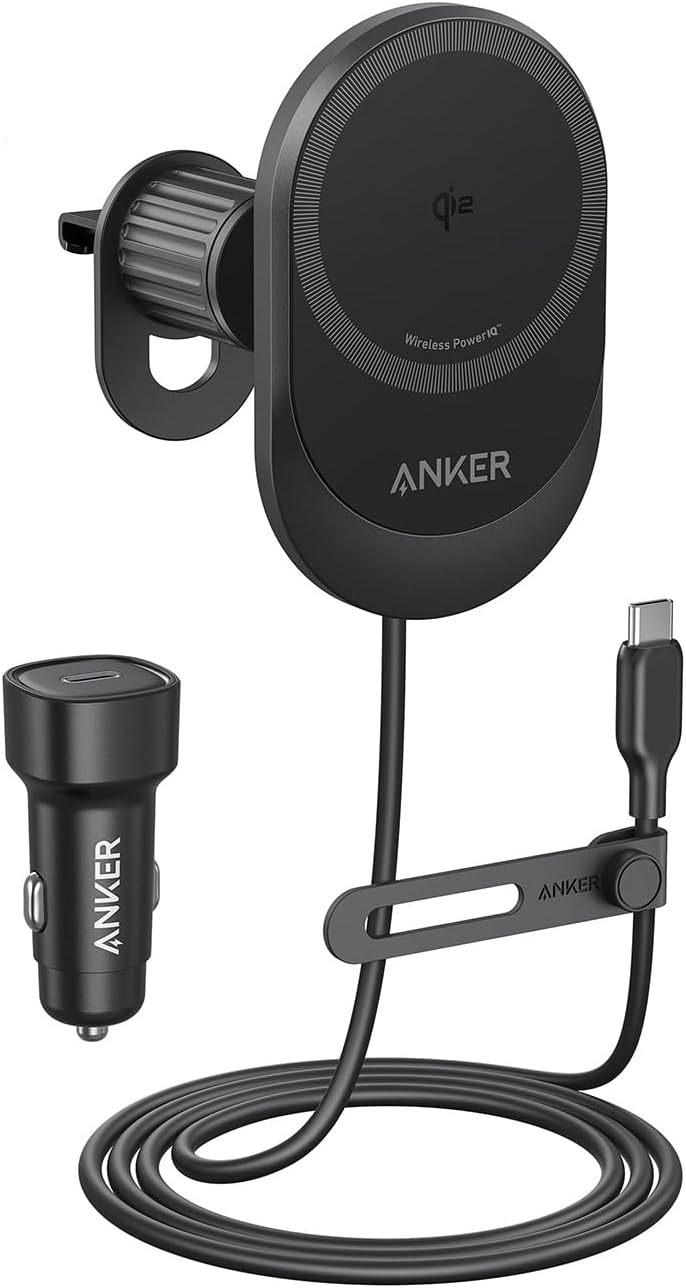 The original Anker MagGo Wireless Car Charger (Pad, Built-in USB-C Cable). (Image source: Anker)