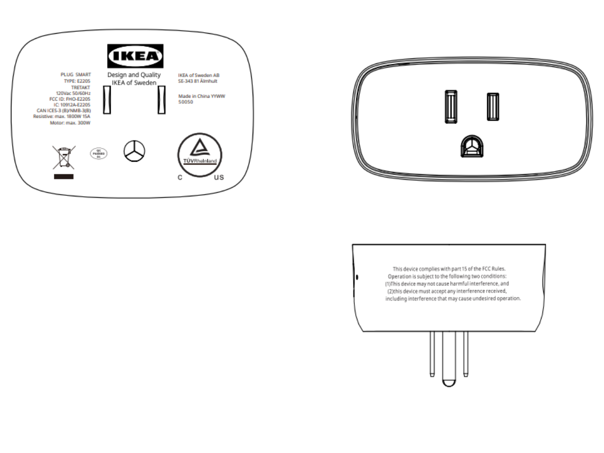 IKEA TRETAKT and INSPELNING new smart plugs appear in FCC filing