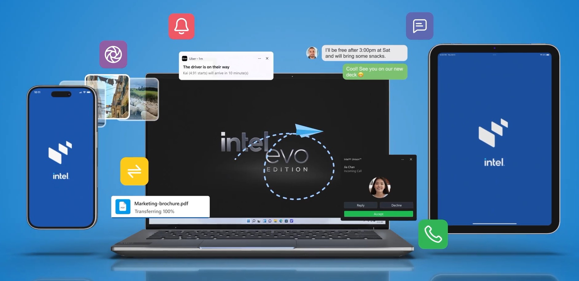 The Intel Unison app allowed owners connect their phones and tablets to a Windows PC. (Image source: Intel)