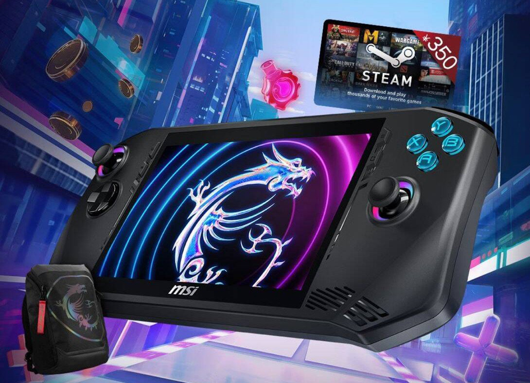 Das Veranstaltungsplakat des Stores gibt einen besseren Einblick in das MSI CLAW Handheld-Gaming-Rig