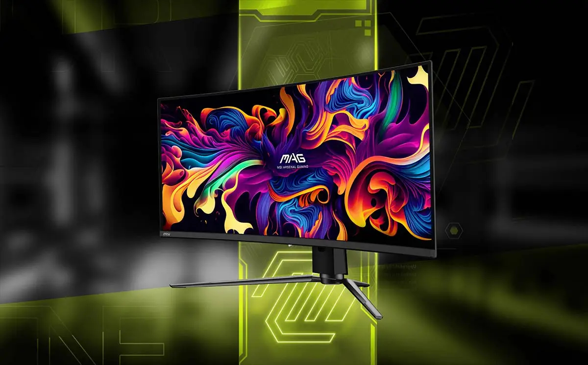 MSI MAG 341CQP QDOLED New gaming monitor shown with 1440p resolution