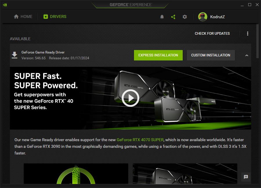 Update sales geforce experience