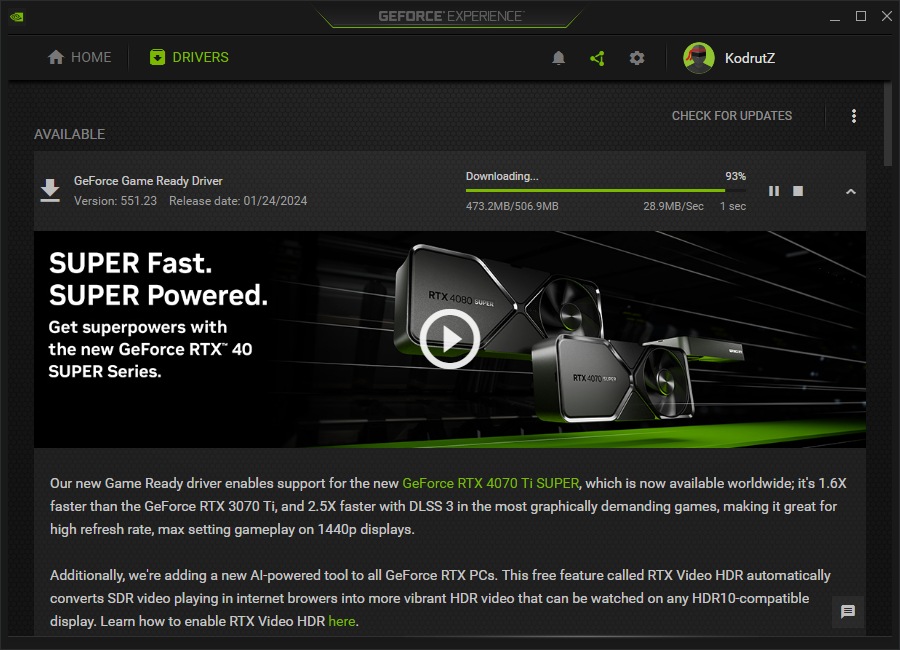 Driver online pack nvidia