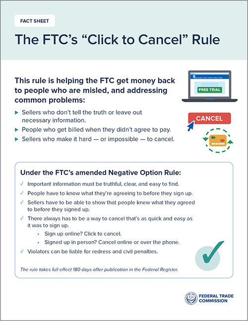 FTC บังคับให้ผู้ให้บริการต้องให้การยกเลิกสมาชิกทำได้ง่ายขึ้น 2 ftc-click-to-cancel-rule