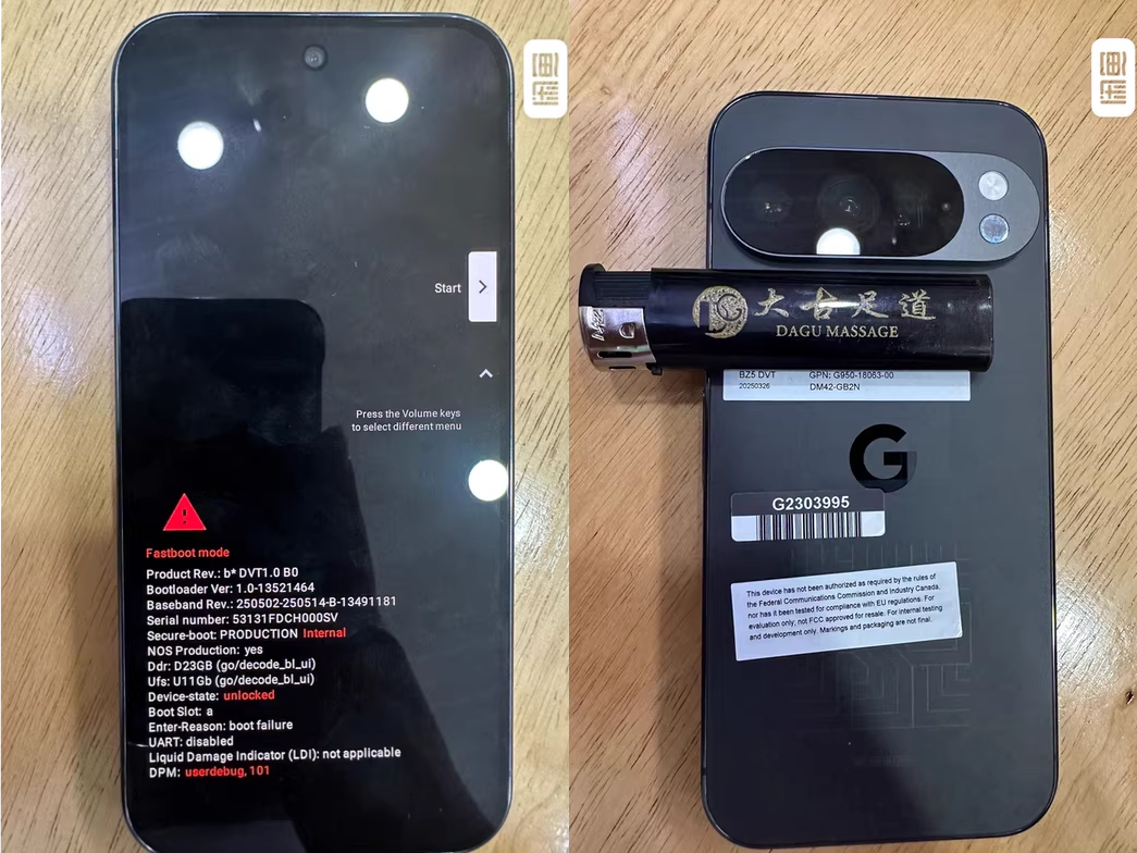 Google Pixel 10 pictured with rumoured periscope telephoto camera and Tensor G5 in marketplace leak