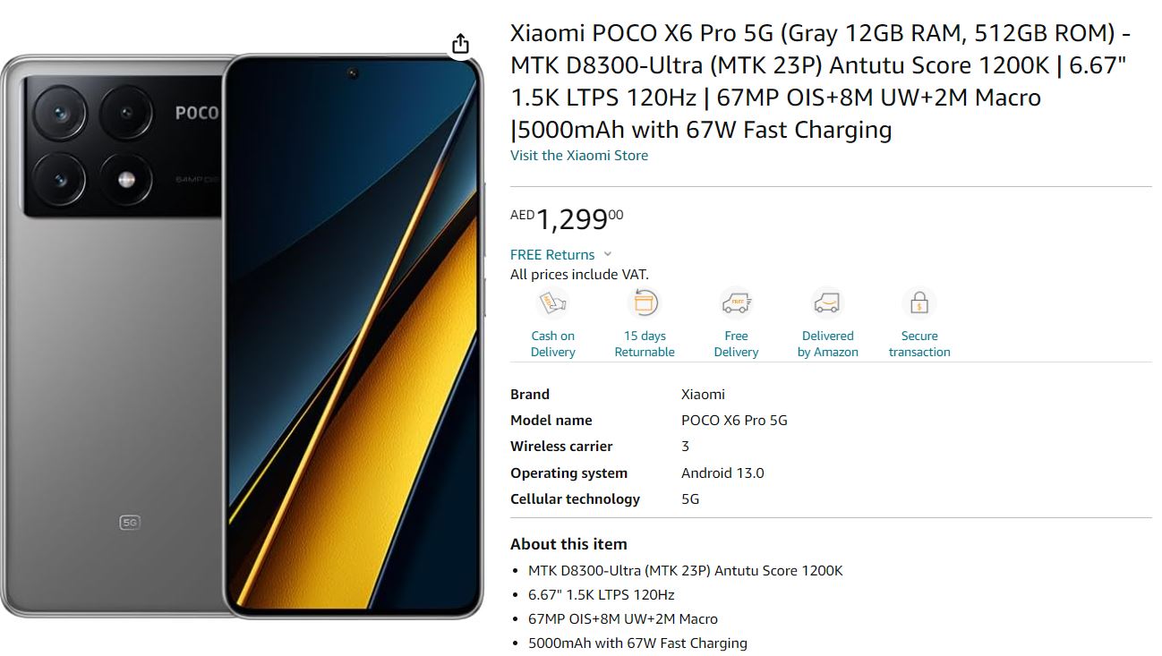 Xiaomi Poco X6 PRO - 12gb ram - 512gb - mediatek 8300 ultra 5G