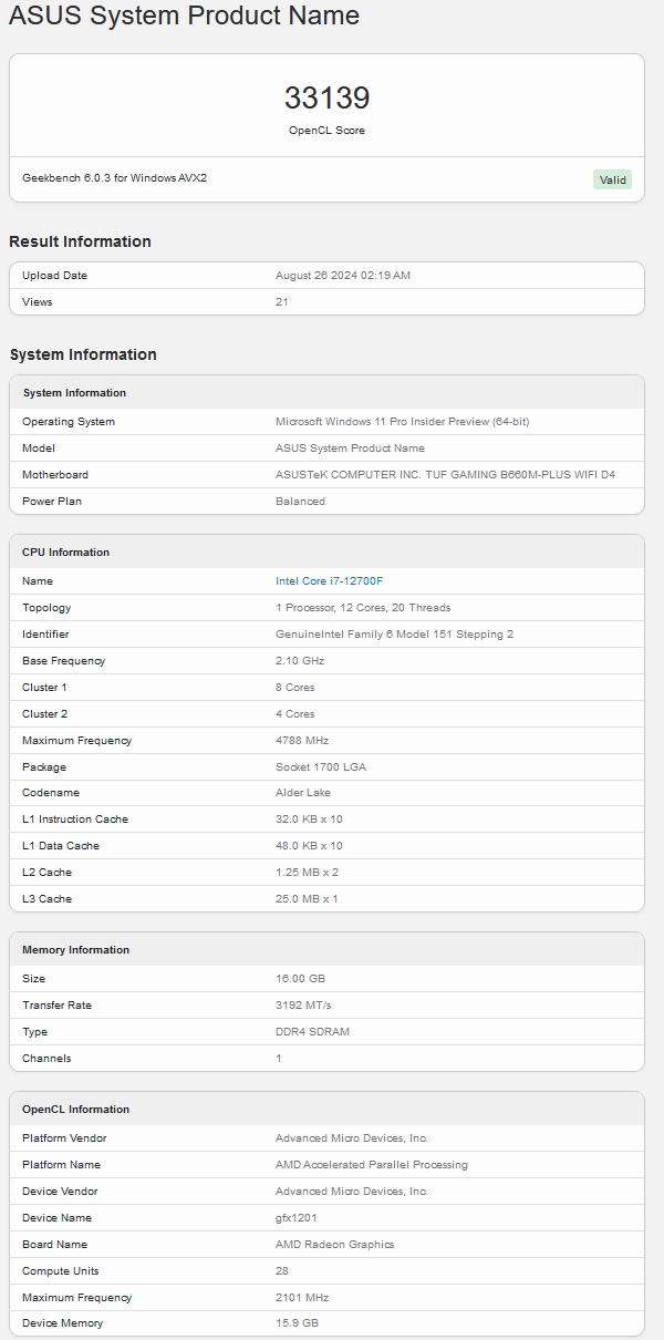 Navi 48 Geekbench score (image source: Geekbench)