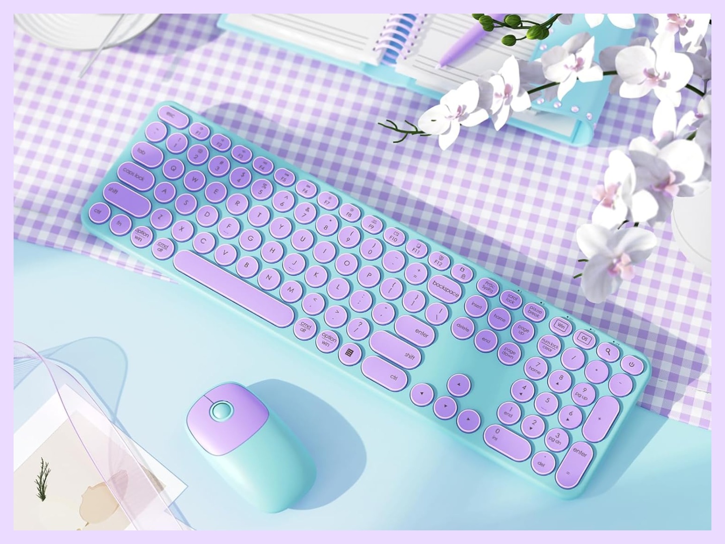 The Seenda Creative WGJP-073-3-SD wireless keyboard and mouse combo is certainly pretty. (Image source: Seenda Creative via Amazon)