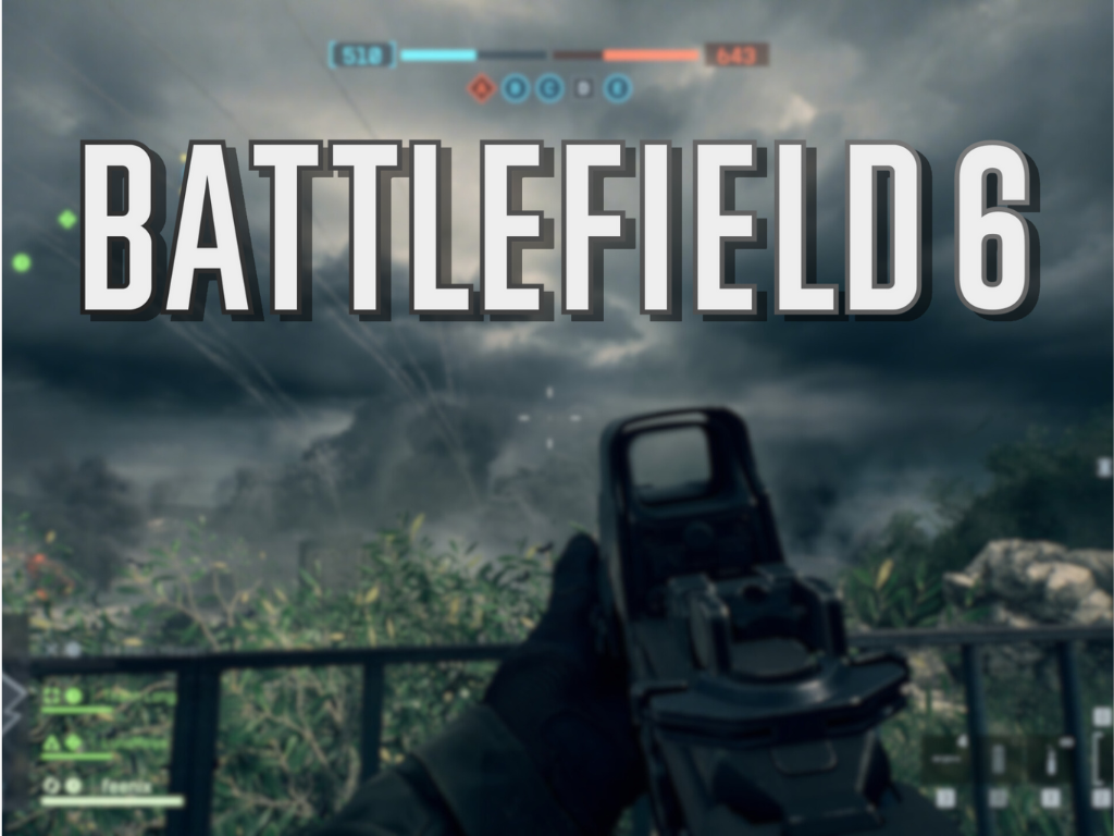 The Battlefield 6 Open Beta started August 7 onwards (for early access players). Pictured - the Battlefield 6 text/logo overlaid over an ingame screenshot. (Image source: Battlefield/Notebookcheck - Edited)