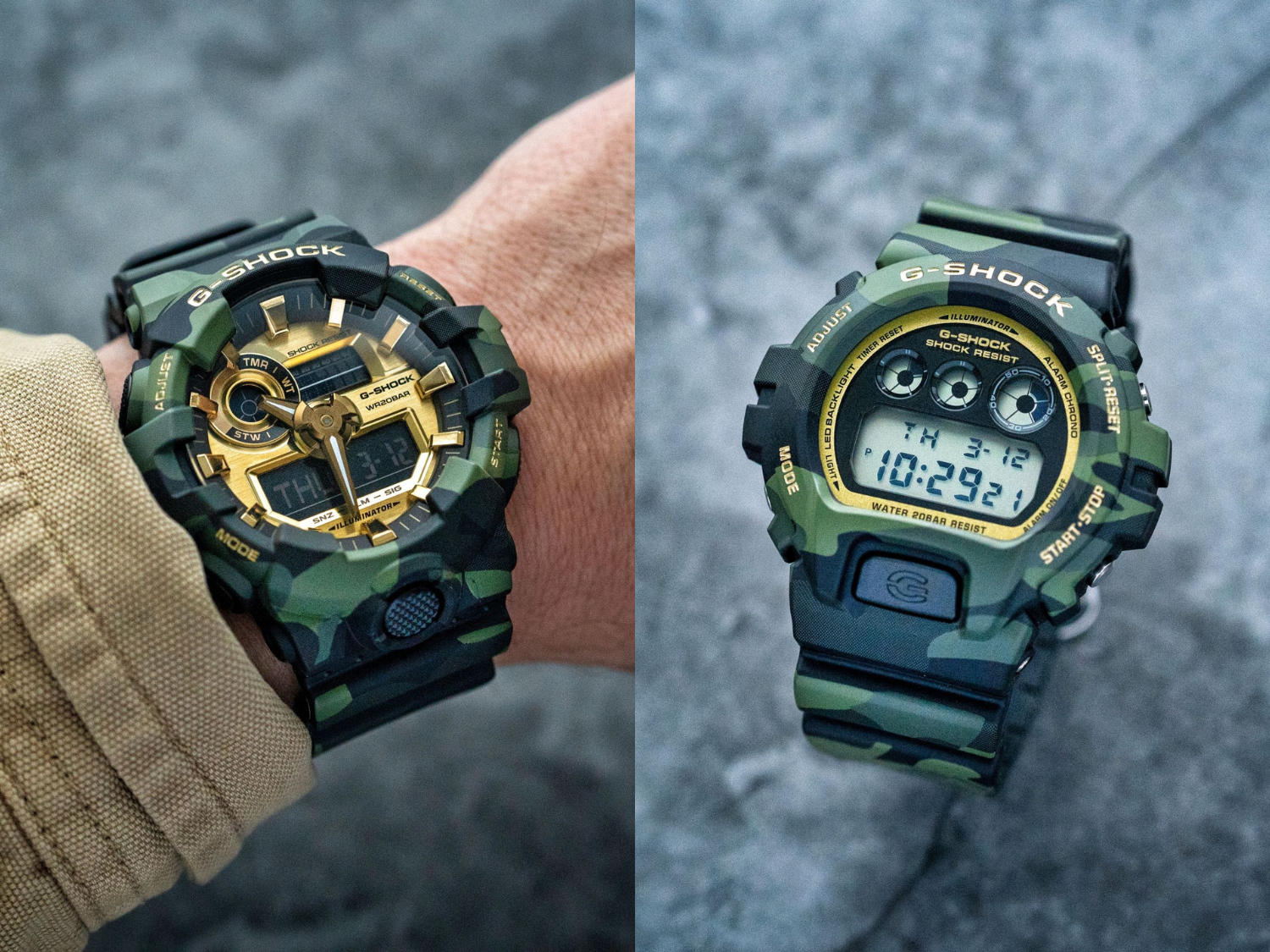 Camo meets gold: Casio G-Shock's Bold Camo collection lands in the UK with two classic models