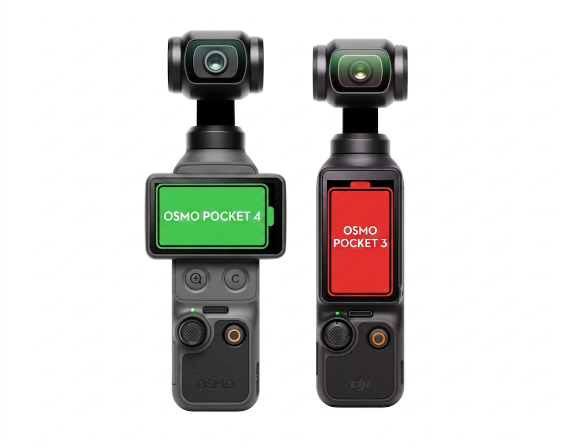 Osmo Pocket 4 vs Osmo Pocket 3 battery life test shows massive jump in recording times