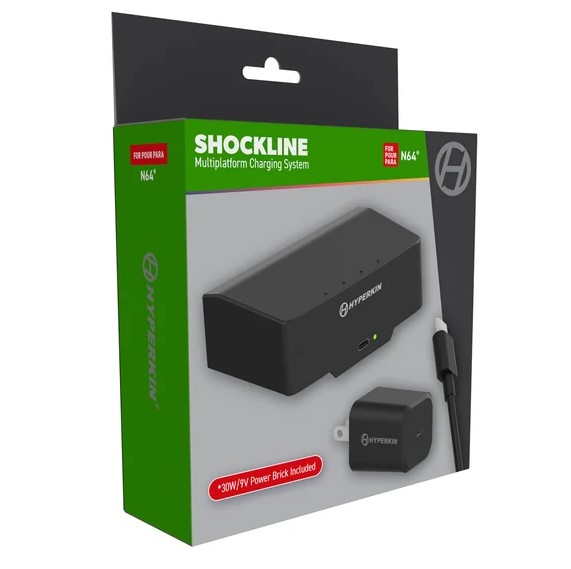 The ShockLine kit for the Nintendo 64 comes with a converter that plugs into the power port of the console.