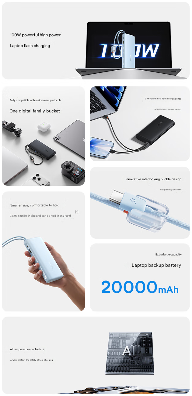 Main highlights of the power bank (Image source: Baseus - machine translated)