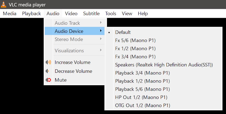Simply select the desired virtual audio channel to route sound through the Maono for mixing.