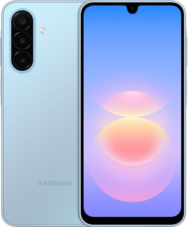 The Samsung Galaxy A18 in blue