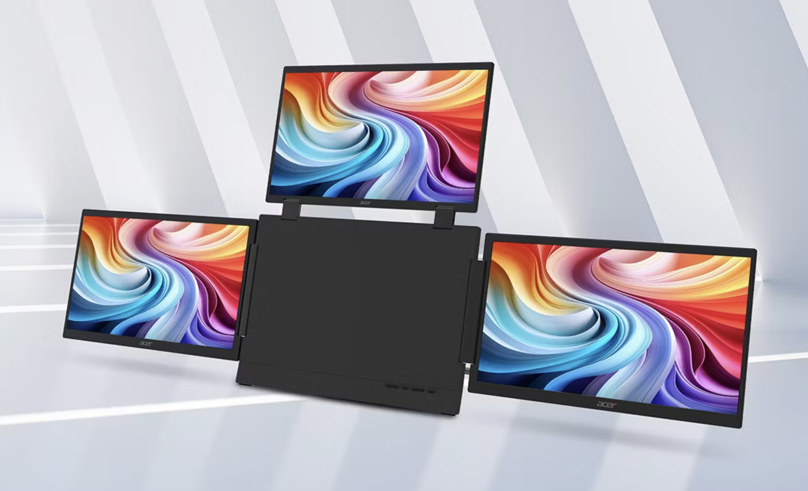 Acer reveals tri-screen portable display for productivity addicts Acer reveals tri-screen portable display for productivity addicts