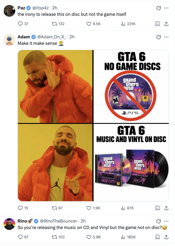 Commenters responding to Rockstar Games' post.
