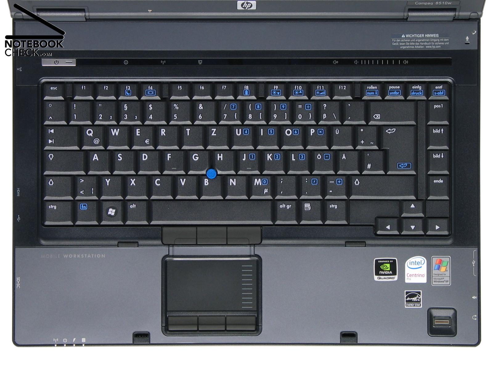 hp compaq 8510w fingerprint reader