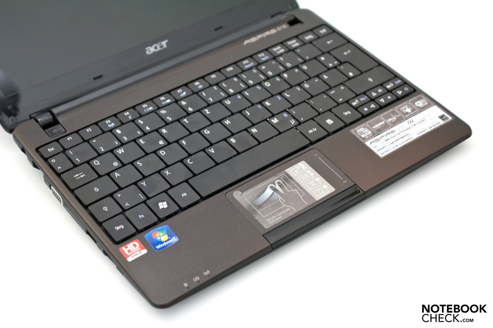 Betasten moeder Kaarsen Review Acer Aspire One 722 Netbook - NotebookCheck.net Reviews