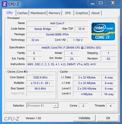 intel Core i7 2640M