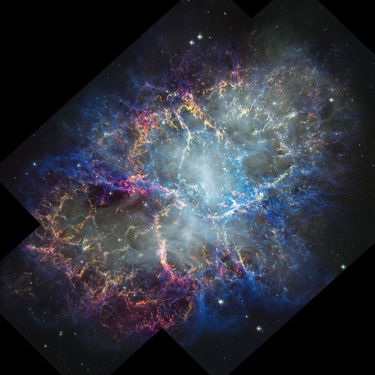 An image of the Crab Nebula taken by the Hubble Space Telescope.