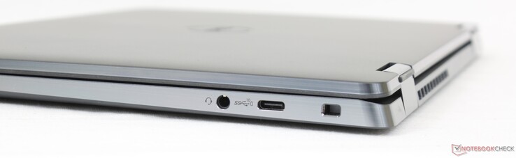 Right: 3.5 mm headset, USB-C 3.2 Gen. 2 w/ DisplayPort + Power Delivery, Wedge lock slot