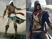 Edward Kenway from Assassin’s Creed Black Flag and Arno Dorian from Assassin’s Creed Unity shown side by side.