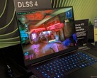 Razer Blade 16 at GDC 2025 running Cyberpunk 2077 with DLSS 4 active (Image source: Notebookcheck)