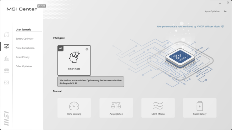 The MSI Z16P uses a reasonable performance mode for the most part when set to "Smart Auto".