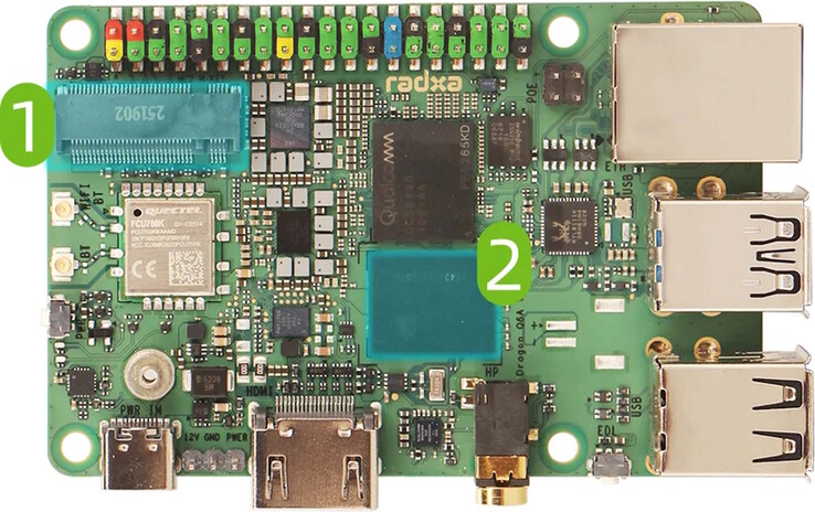 A view of the I/O pins and memory module