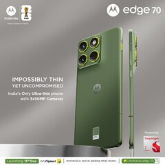 The Motorola Edge 70 in bronze green colorway (Image source: Motorola)
