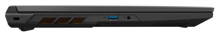 Left: Slot for a cable lock, USB 3.2 Gen 1 Type-A, combo audio jack