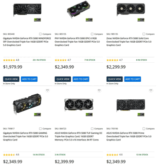 Micro Center had the lowest prices for the GeForce RTX 5080.