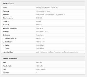 Geekbench 6 listing for the Core Ultra 7 270K Plus. (Image source: Geekbench)