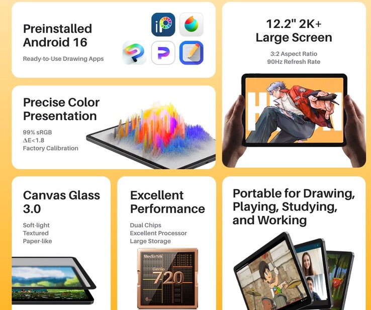 Key specs of the Kamvas Pad 12 drawing tablet