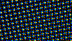 The OLED display uses an RGGB sub-pixel matrix consisting of one red, one blue and two green LEDs.