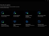 The Windows Security app dashboard showing the Security at a glance menu.