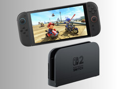 Nintendo Switch 2 shown above dock (Image source: Nintendo of America with edits)