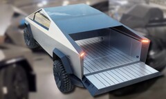 The Tesla Cybertruck makes up for a fun-size frunk by having vast cargo space at the rear. (Image source: Tesla/TikTok - edited)
