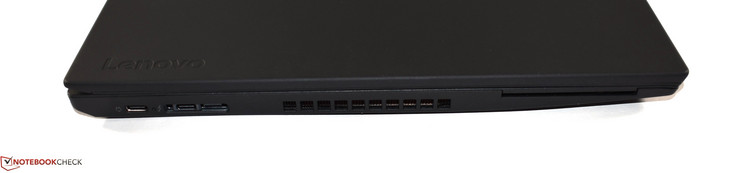 Left side: USB 3.1 Type-C port, Thunderbolt/Docking port, mini Ethernet, Smart card reader