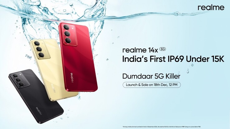 Realme confirms that the 14x can take a dive in a worry-free fashion. (Source: Realme IN)