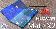 The Mate X2 will apparently feature an inwards folding design and a second screen. (Image source: TechConfigurations)