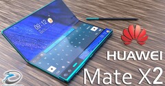 The Mate X2 will apparently feature an inwards folding design and a second screen. (Image source: TechConfigurations)