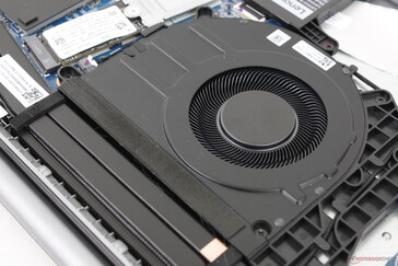 Single ~60 mm fan with two heat pipes
