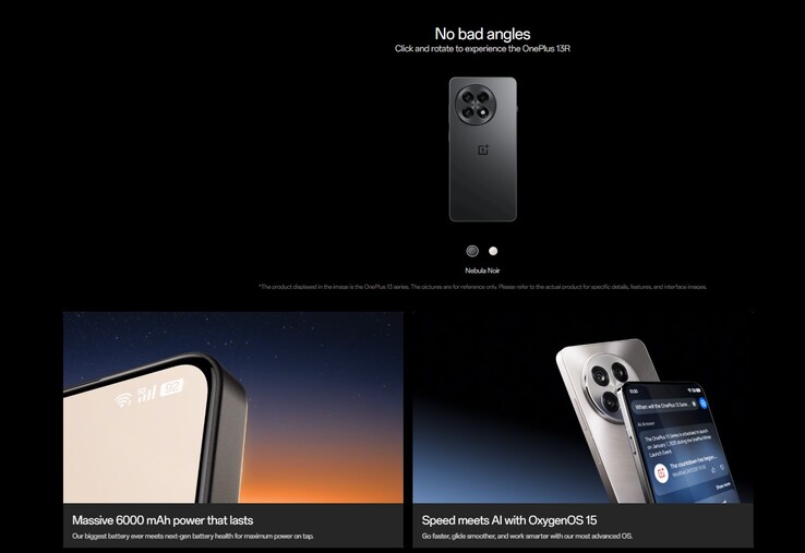 Advertised battery capacity of the OnePlus 13R on the official teaser web page (Image source: OnePlus)