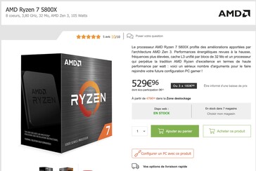 The AMD Ryzen 5 5800X is pricey in France