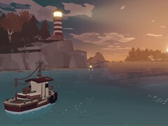 An image showing a boat in Dredge, now 60% off on Steam.