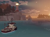 An image showing a boat in Dredge, now 60% off on Steam.
