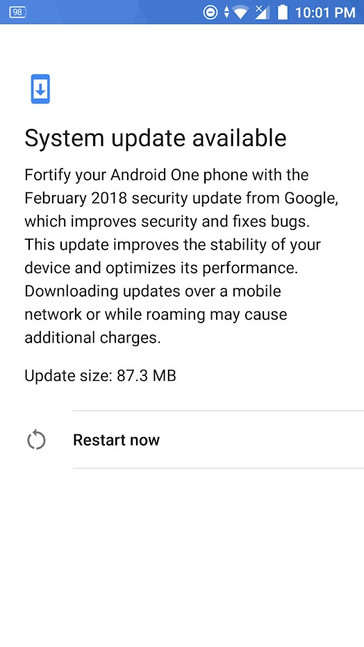 Xiaomi Mi A1 update notification March 20, 2018